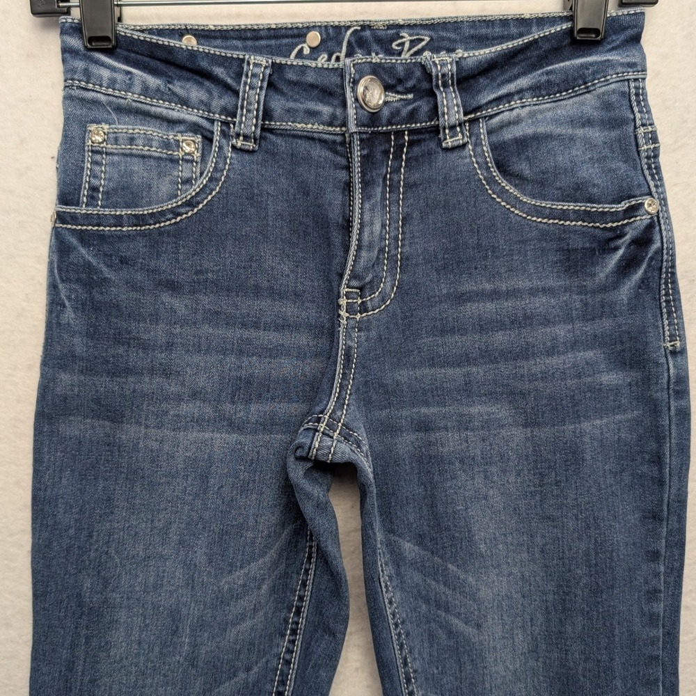 Cedar Rose Bootcut Jeans Girls 14 Blue Embroidered Dreamcatcher Rhinestone - Picture 2 of 14